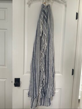 aerie Navy and White Striped Backless Halter Dress